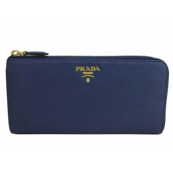 Prada Leather Zipper Long Blue Wallet - Picture 1 of 3
